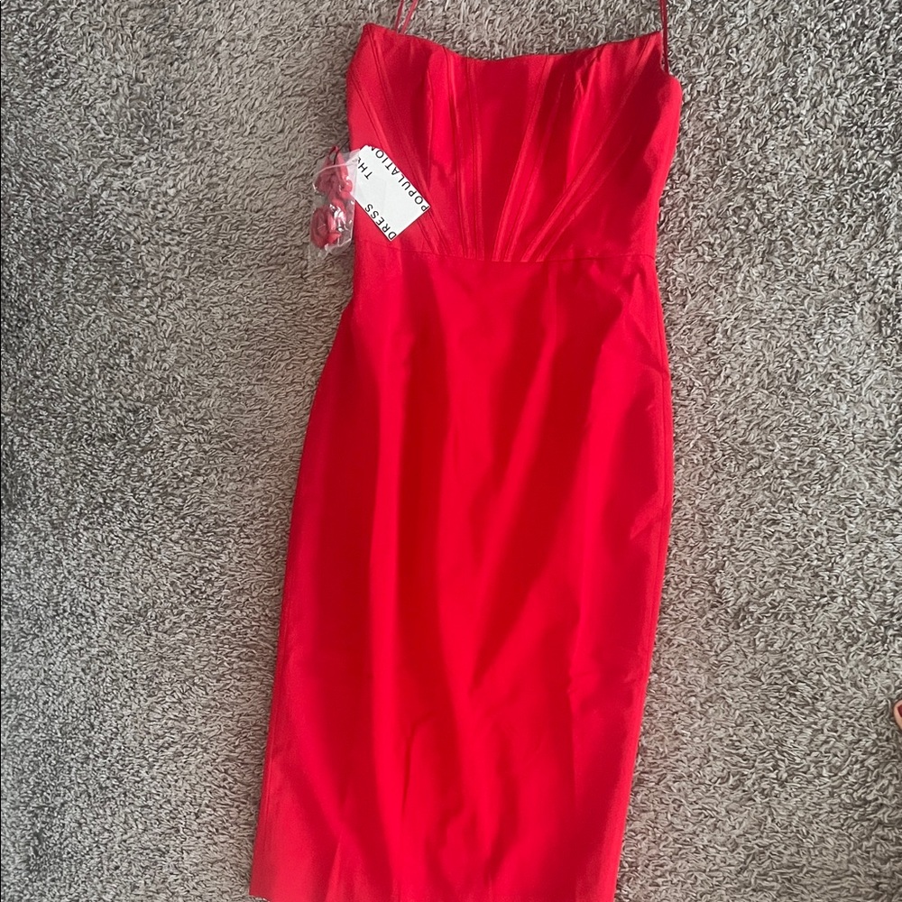 NWT DRESS THE POPULATION ‘ COSETTE’ Red Strapless Dress